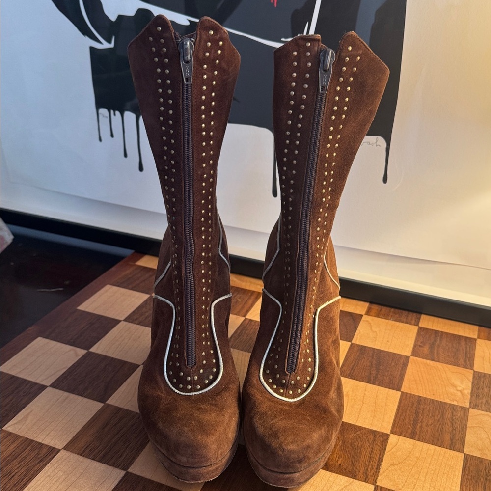 Peter Fox Brown Suede Studded Boots